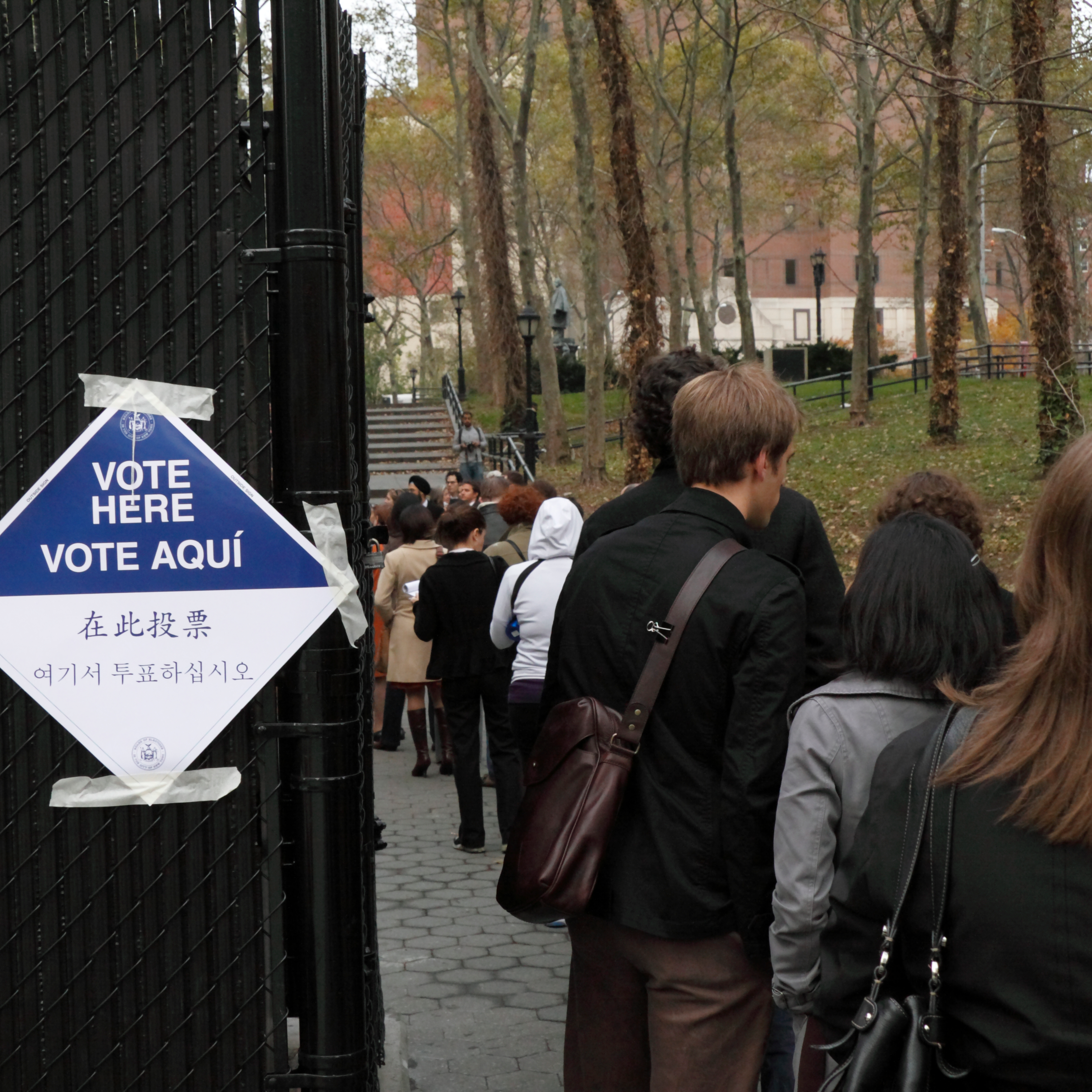 Voters in line at the polls.